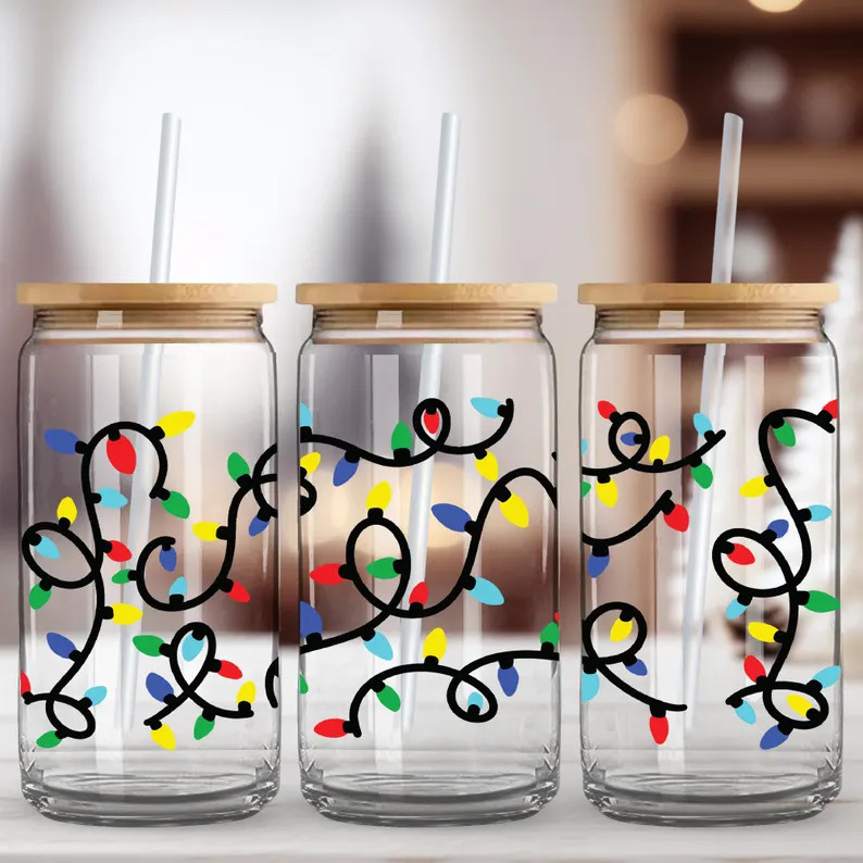 Christmas Wire Glass Cup, Cute Christmas Cup, Holiday Hot Drink Glasses, Holiday Beer Glass Can, ... | Etsy (US)