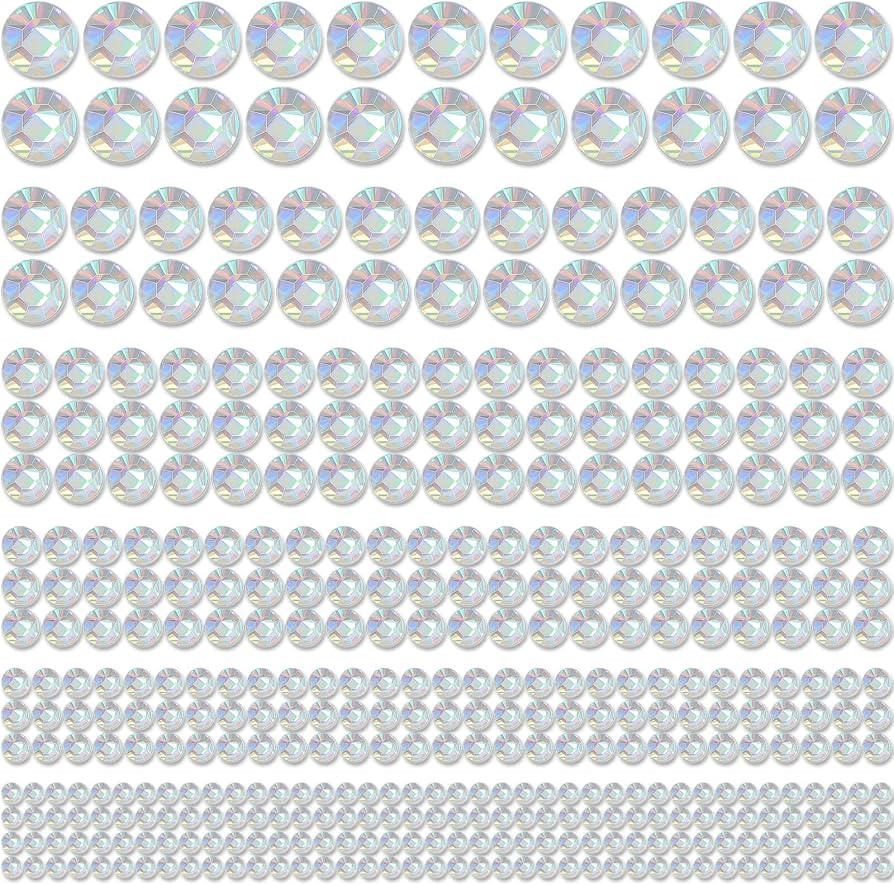 1982 Pieces Crystal AB Hair Rhinestones Stickers, Self Adhesive Face Rhinestones Stick on Bling G... | Amazon (US)