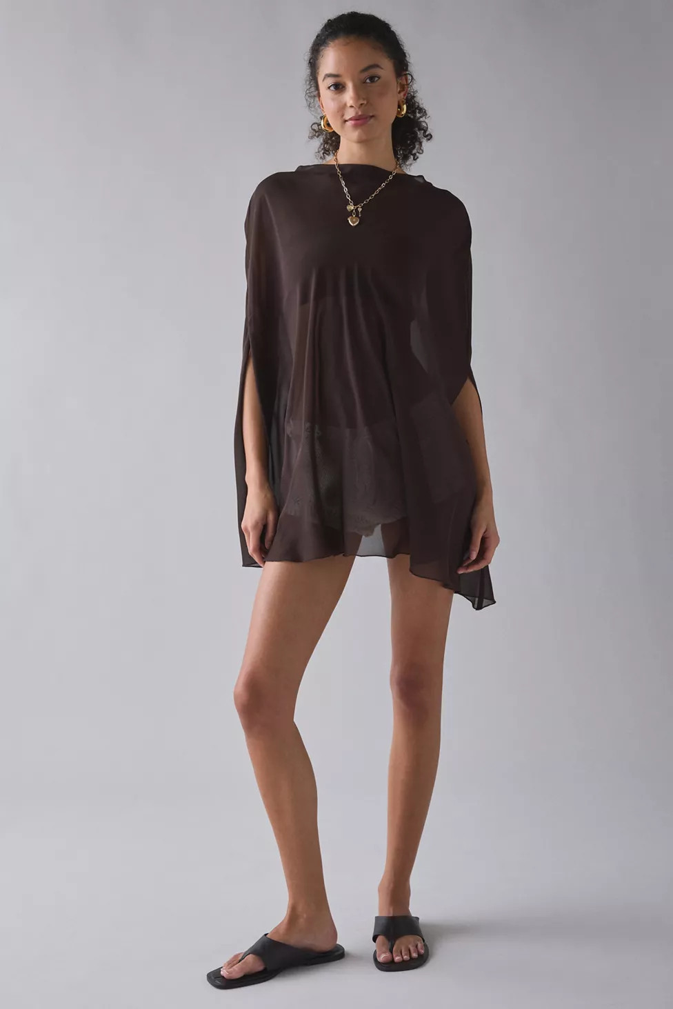 Lioness Aura Sheer Boatneck Poncho | Urban Outfitters (US and RoW)