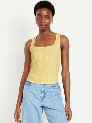 Square-Neck Textured Tank Top | Old Navy (US)