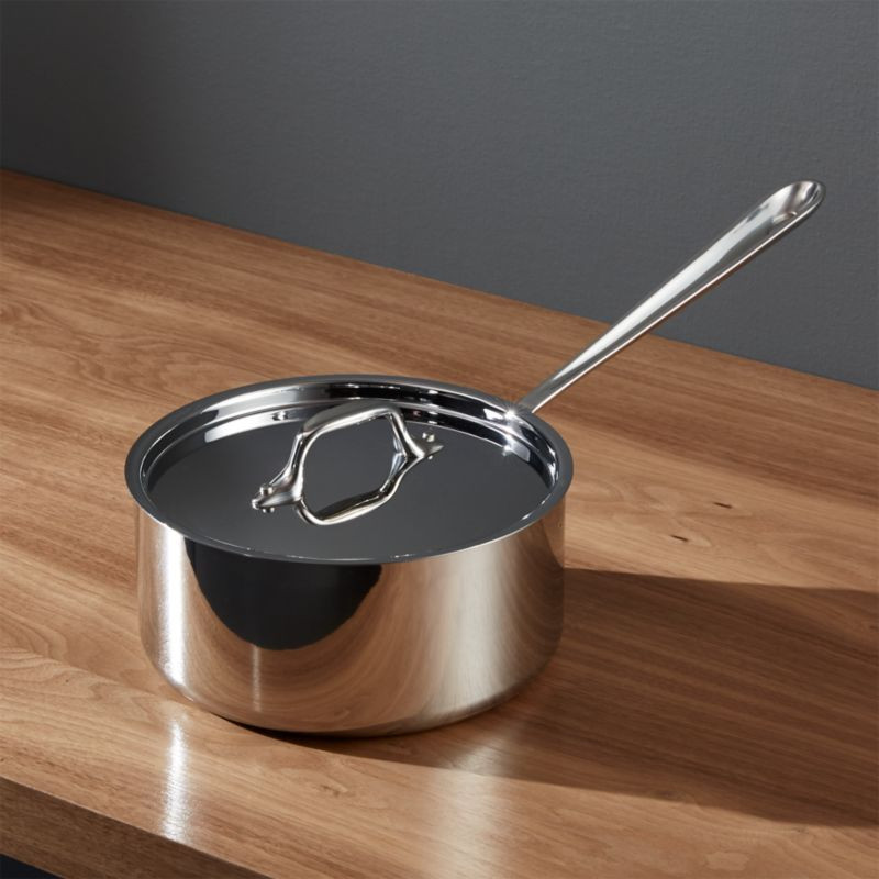All-Clad d3 Stainless Steel 3-qt. Saucepan with Lid + Reviews | Crate & Barrel | Crate & Barrel