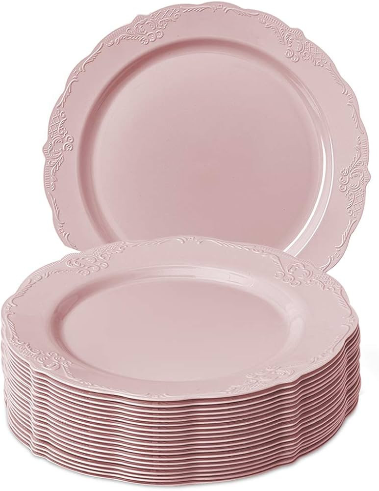 Silver Spoons DISPOSABLE DINNERWARE PLATES | Blush | 10 Salad Plates - 9" | Vintage Collection | Amazon (US)