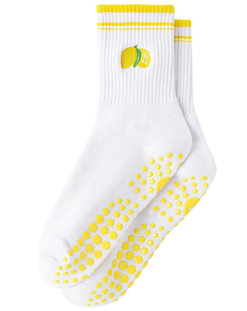Yawlsow Pilates Grip Socks for Women Yoga Grippy Socks Cute Barre Non Skid Athletic Crew Sticky S... | Amazon (US)