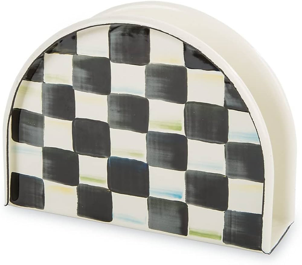 MACKENZIE-CHILDS Enamel Napkin Holder, Kitchen Napkin Holder for Table and Countertop, Black-and-... | Amazon (US)