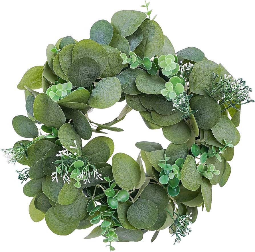 Lucky Flower Artificial Green Leaves Wreath Eucalyptus Wreath 12" for Home Decoration Christmas D... | Amazon (US)