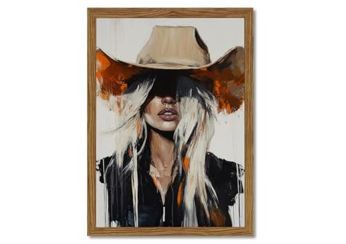 Western Cowgirl Wall Art Modern Cowboy Wall Decor Painting, Southwestern Country Canvas Prints Aesthetics for Living Room Bedroom Home Decoration 16x24 inch Wood Framed | Amazon (US)