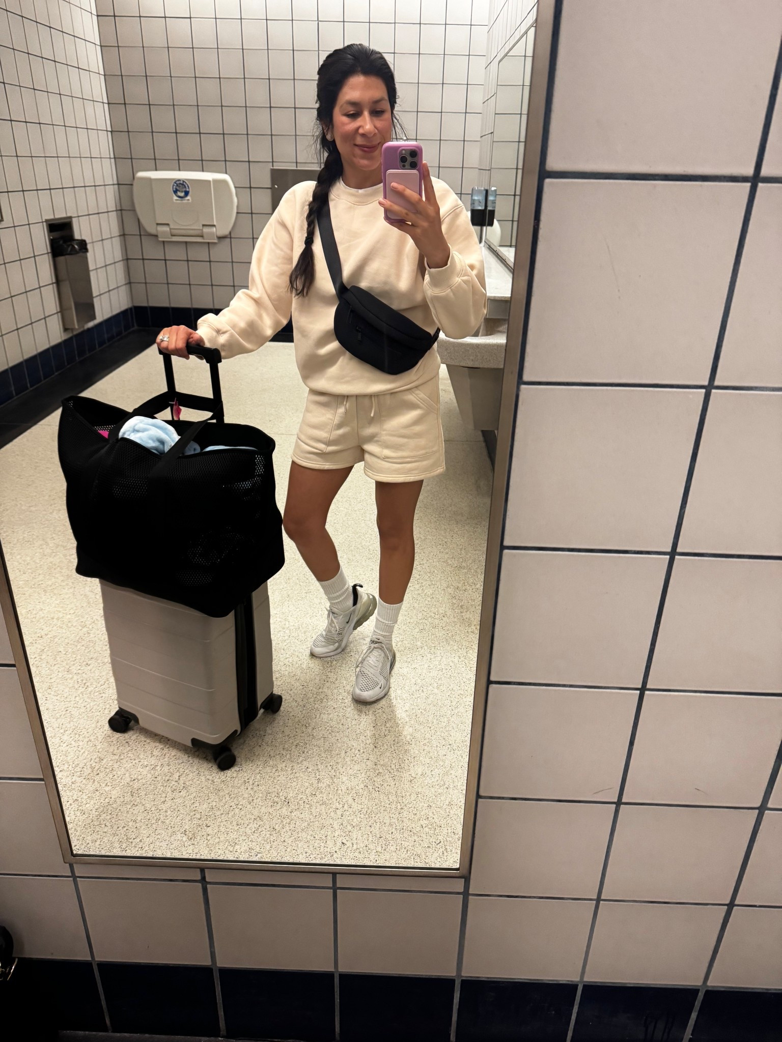 Next travel outfit! Plus my two new favorite bags - big one for all the stuff and fanny pack for my lipstick, phone and ID! 

#LTKActive #LTKTravel #LTKFindsUnder50