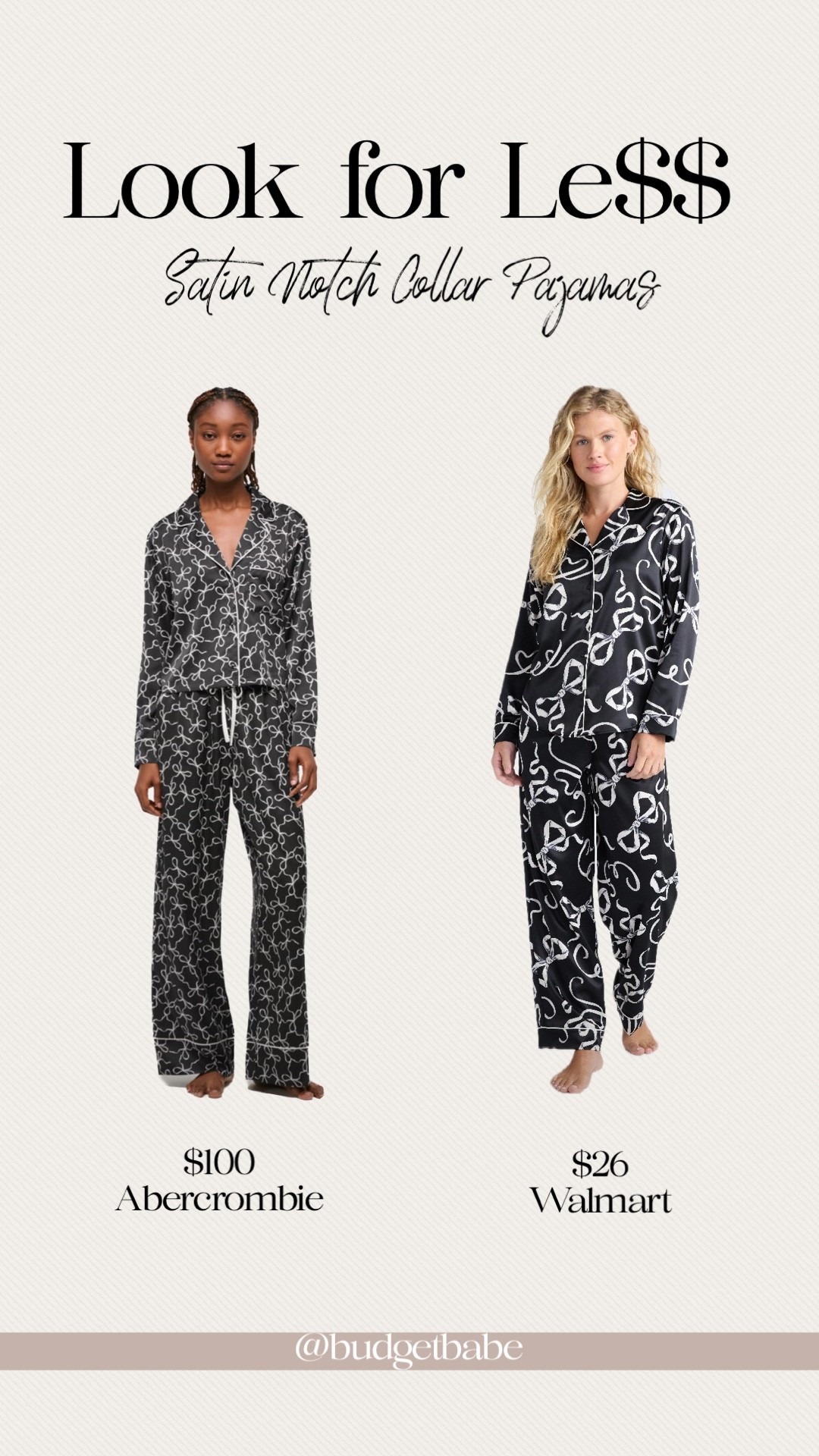 Satin notch collar pajamas look for less, Walmart versus Abercrombie, which would you choose? #walmartfashion #lookalike 

#LTKFindsUnder100 #LTKFindsUnder50 #LTKGiftGuide