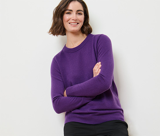 Feinstrickpullover mit Cashmere, lila | Tchibo (DE)