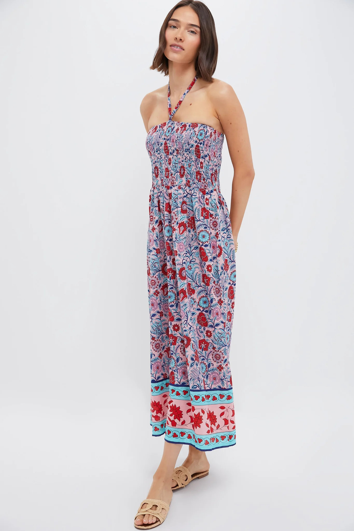 Mauve and Rose Wildflower Smocked Lisbon Caftan | Tuckernuck (US)