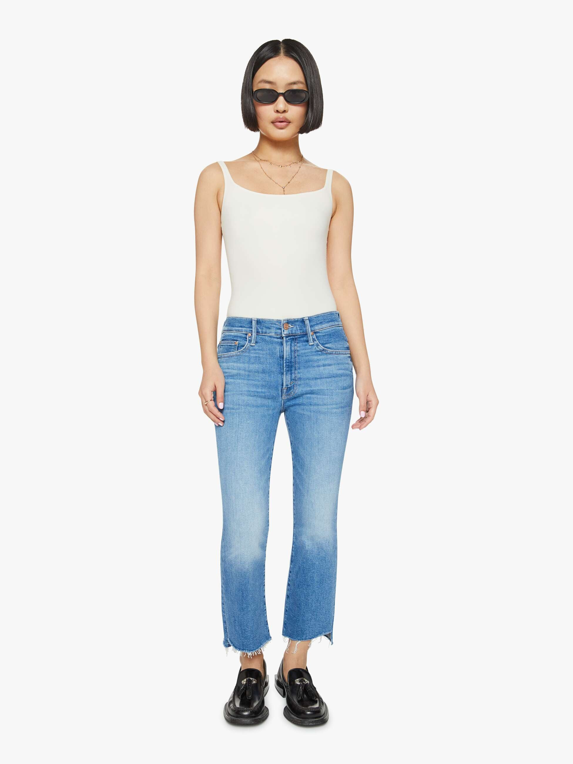 PETITES The Lil Insider Crop Step Fray - Out Of The Blue | Mother Denim