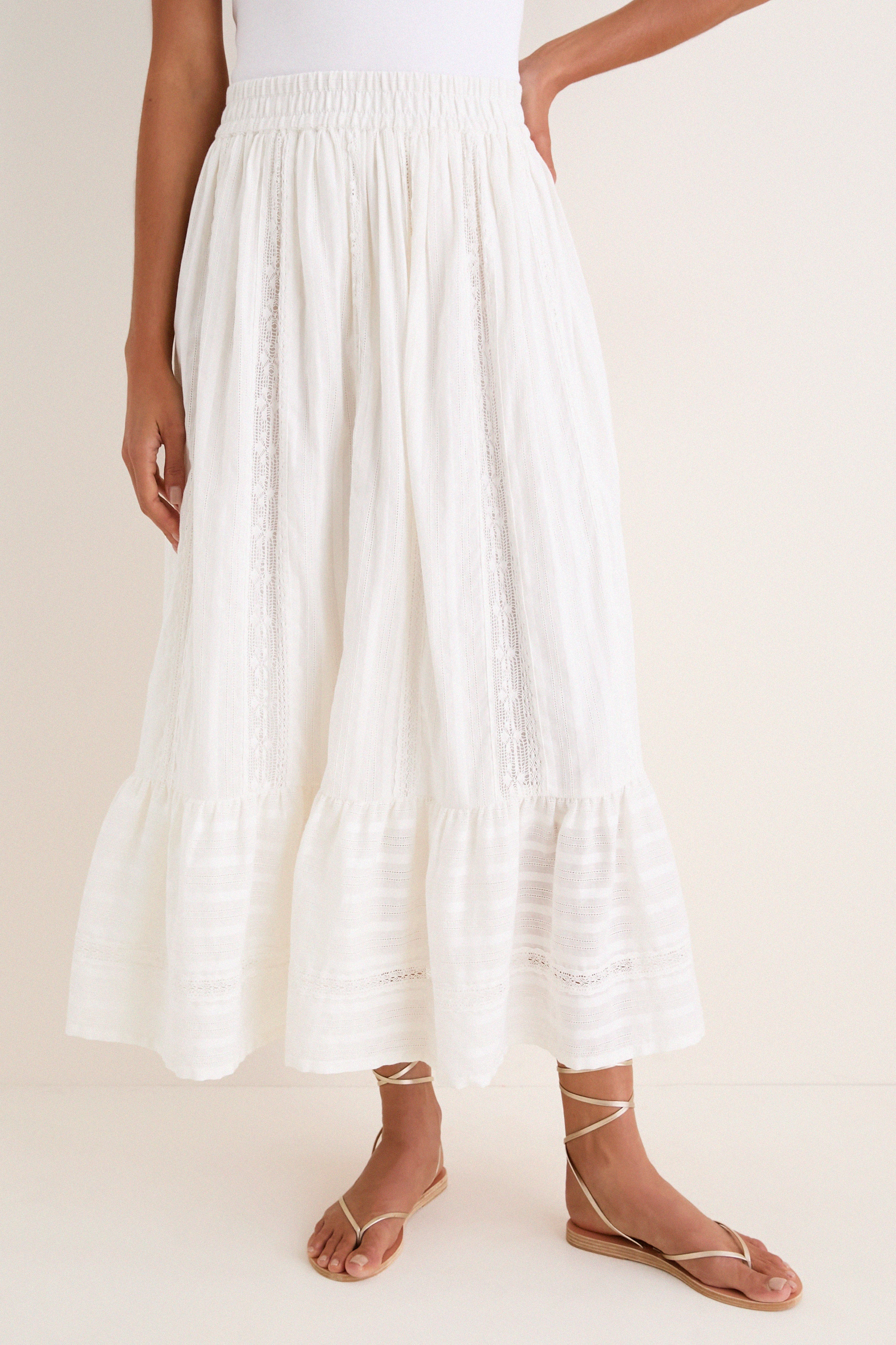 White Lace Beatrice Skirt | Tuckernuck (US)