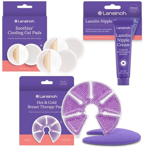 Lansinoh Breast Therapy Packs with Soft Covers, 2 Pack + Lansinoh Lanolin Nipple Cream, Safe for Mom & Baby, 1.41 Ounces + Lansinoh Soothies Cooling Gel Pads, 4 Count, Provides Relief for Sore Nipples | Amazon (US)