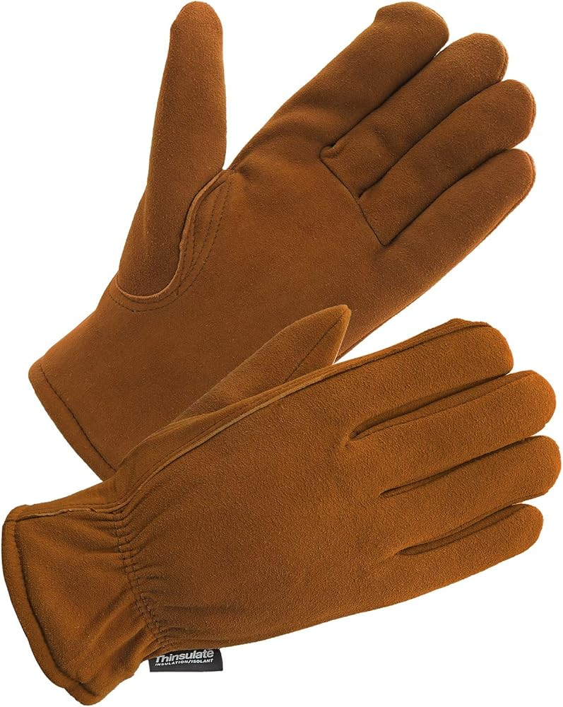 SKYDEER 3M Thinsulate Thermal Winter Work Gloves with Windproof Premium Genuine Deerskin Suede Le... | Amazon (US)
