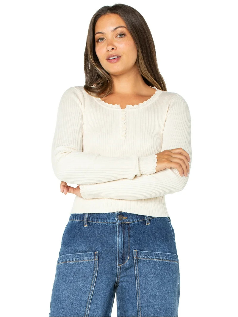 Celebrity Pink LS HENLEY TOP | Walmart (US)