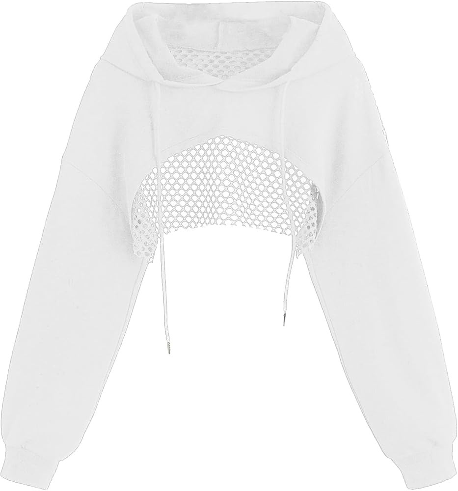 COZYEASE Women's Sports Cropped Sweatshirt Hollow Out Crop Tops Drop Shoulder Drawstring Pullover... | Amazon (US)
