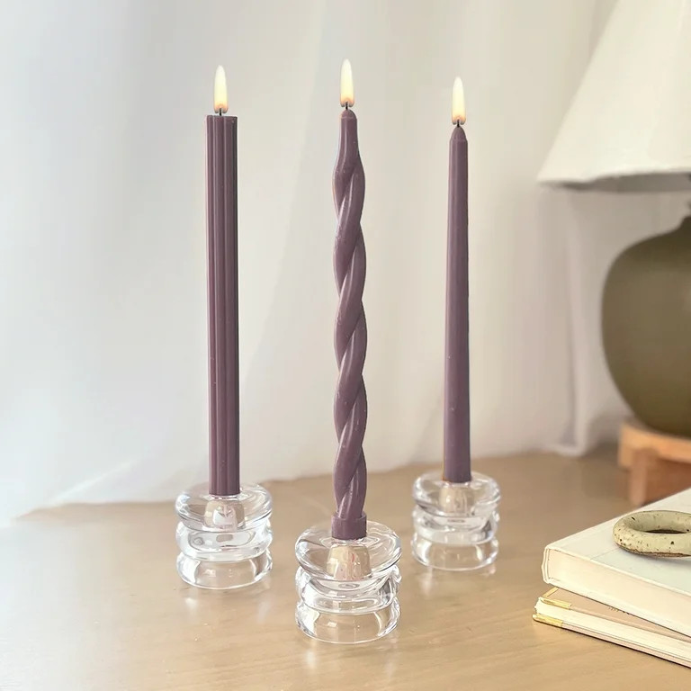Mainstays Paraffin Wax 10" Ribbed Taper Candle, Unscented, Purple | Walmart (US)