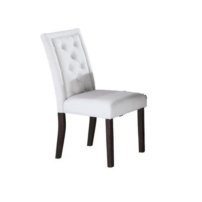 2pc Dining Chairs With Back In Bone White Fabric, Rustic Solid Wood Legs, Contemporary Room Modern Back, Of 2 For Living | Wayfair North America