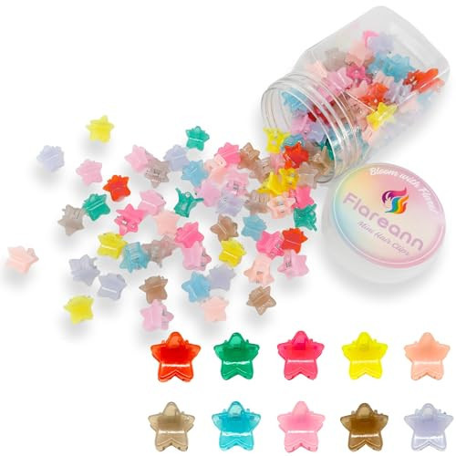 FLAREANN Mini Star Hair Clips for Baby, Toddler & Little Girls, 100 Pcs Colorful Cute Hair Accessories for Kids, Small Claw Clips for Everyday Wear & Gift Giving | Amazon (US)