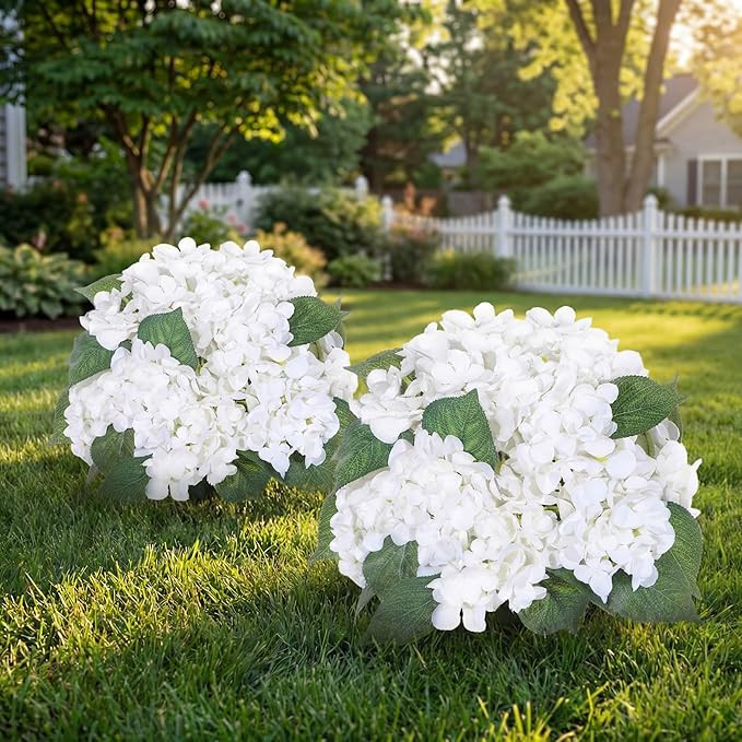 Yunlly 2 Set 23.6" Artificial Hydrangea Tree with Ground Spike Outdoor Faux Hydrangea Flowers Bus... | Amazon (US)