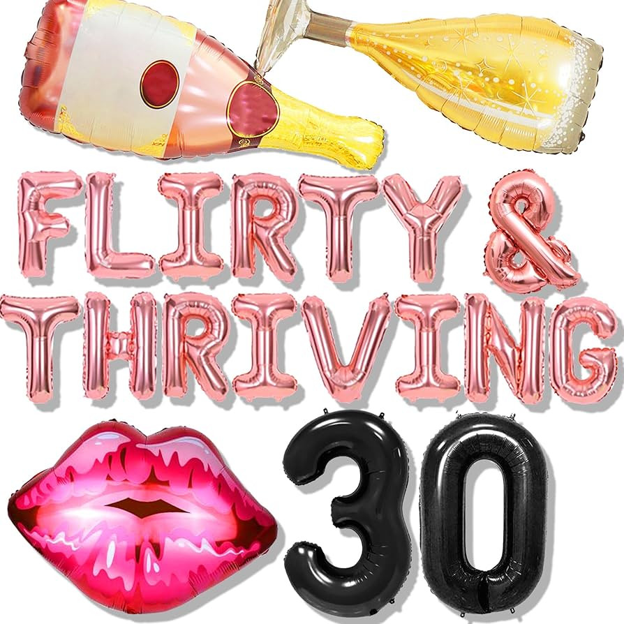 LaVenty 30 Flirty & Thriving Birthday Decoration 30 Flirty and Thriving Balloons Banner 30 Flirty... | Amazon (US)