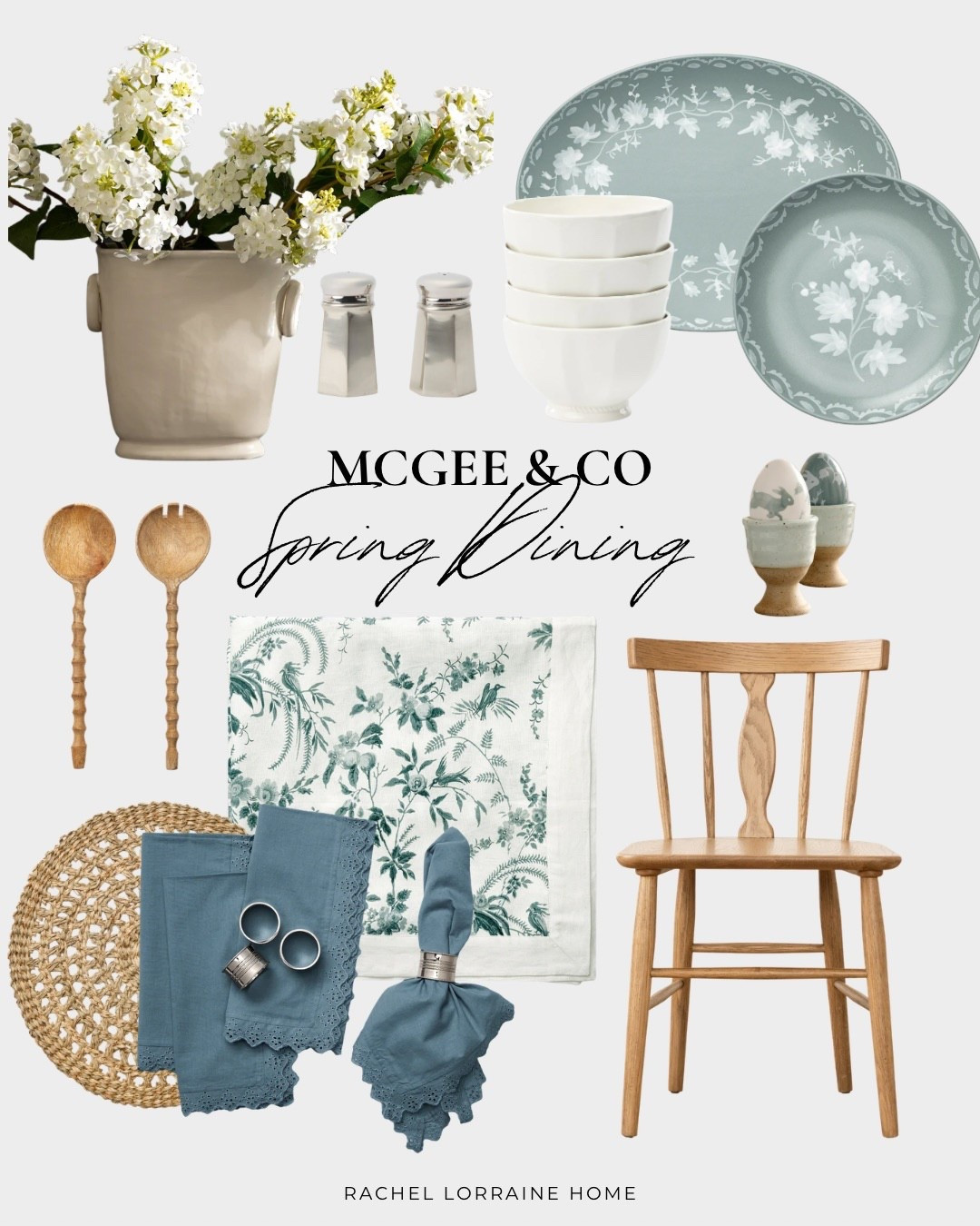 Spring dining inspiration from McGee & Co. 🤍

A blue floral tablecloth makes the perfect foundation for spring. Layered woven placemats, classic white dishware, soft florals, and cloth napkins with delicate edge detail keep it feeling timeless and fresh.

The silver napkin rings and salt and pepper shakers add just enough contrast, and a simple vase of flowers finishes the look beautifully.

An elevated spring table you can use for Easter or an everyday dinner at home.

#LTKHome #LTKSeasonal