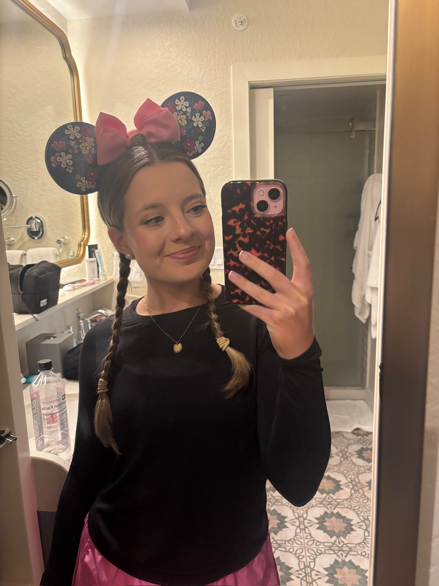 These floral Minnie ears with the pink bow are one of my favorite pairs! Wearing a simple black long sleeve top and pink shorts lets the ears be the star of the show. This is my formula for park outfits - comfortable basics that let your Disney accessories shine!

#PortOrleans #MinnieEars #DisneyParkStyle #ParkOutfit #DisneySpring 
 

#LTKSeasonal #LTKTravel