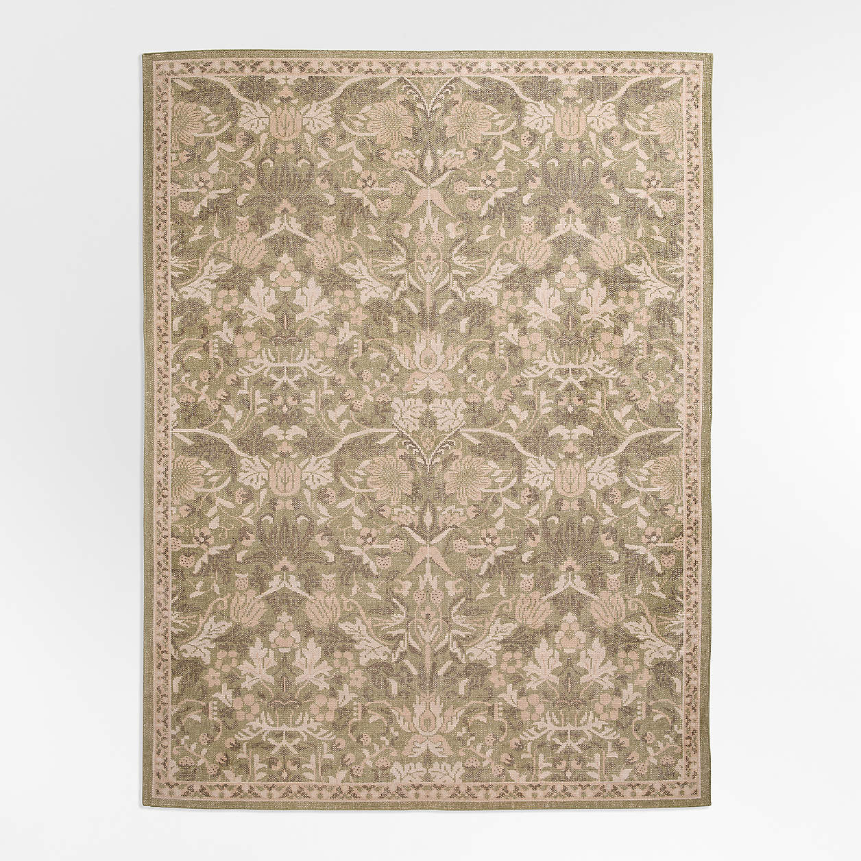 Ennis Performance Traditional Handknotted Green Area Rug 6'x9' | Crate & Barrel | Crate & Barrel