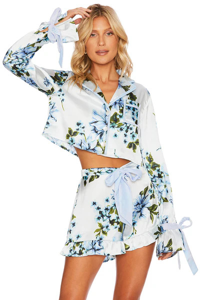 Luna Blouse Blue Floral | Beach Riot