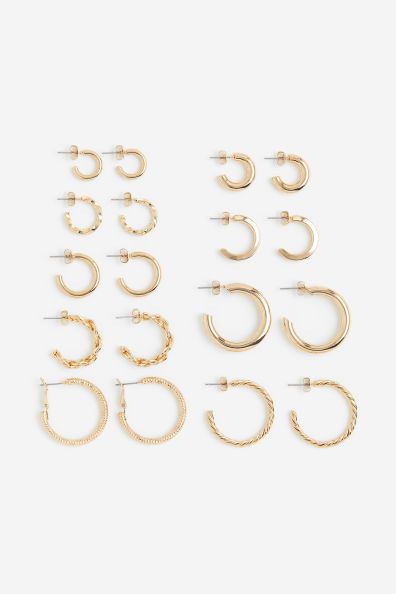 2 Pairs Hoop Earrings - Gold-colored - Ladies | H&M US | H&M (US + CA)