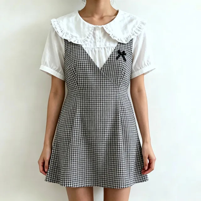 PANDAGO - Short-Sleeve Peter Pan Collar Blouse | YesStyle.com