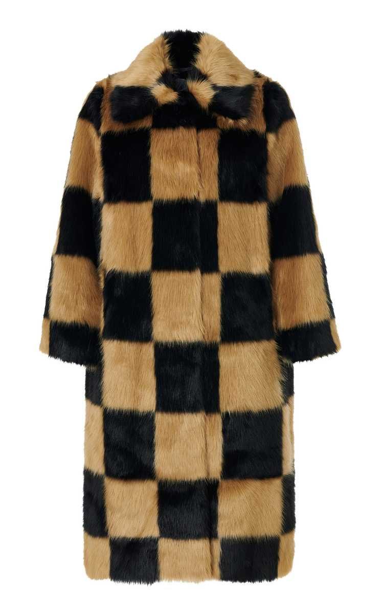 Nino Checkered Faux Fur Trench Coat | Moda Operandi (Global)