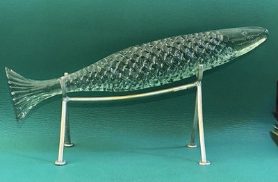 Palecek Glass Sakana Fish on Stand, Green Poisson Textured Figure Home Decor | eBay US