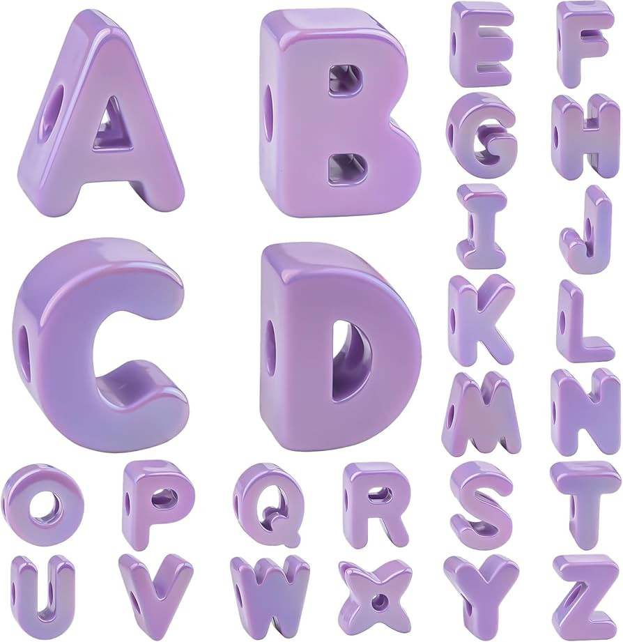 26 Pcs Cute Large Violet Letter Beads, 20mm Jumbo Square Acrylic Letter Beads, Big Letter Beads f... | Amazon (US)