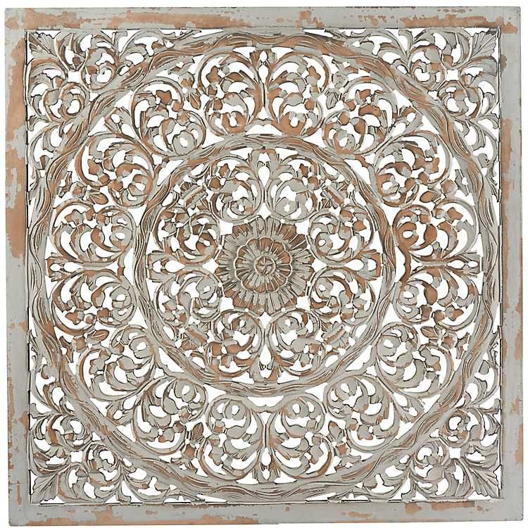 Brown Floral Carved Wood Panel Wall Plaque | Kirkland's Home