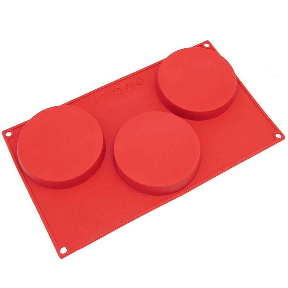 Freshware 3-Cavity Silicone Disc Cake Mold - Red | HSN