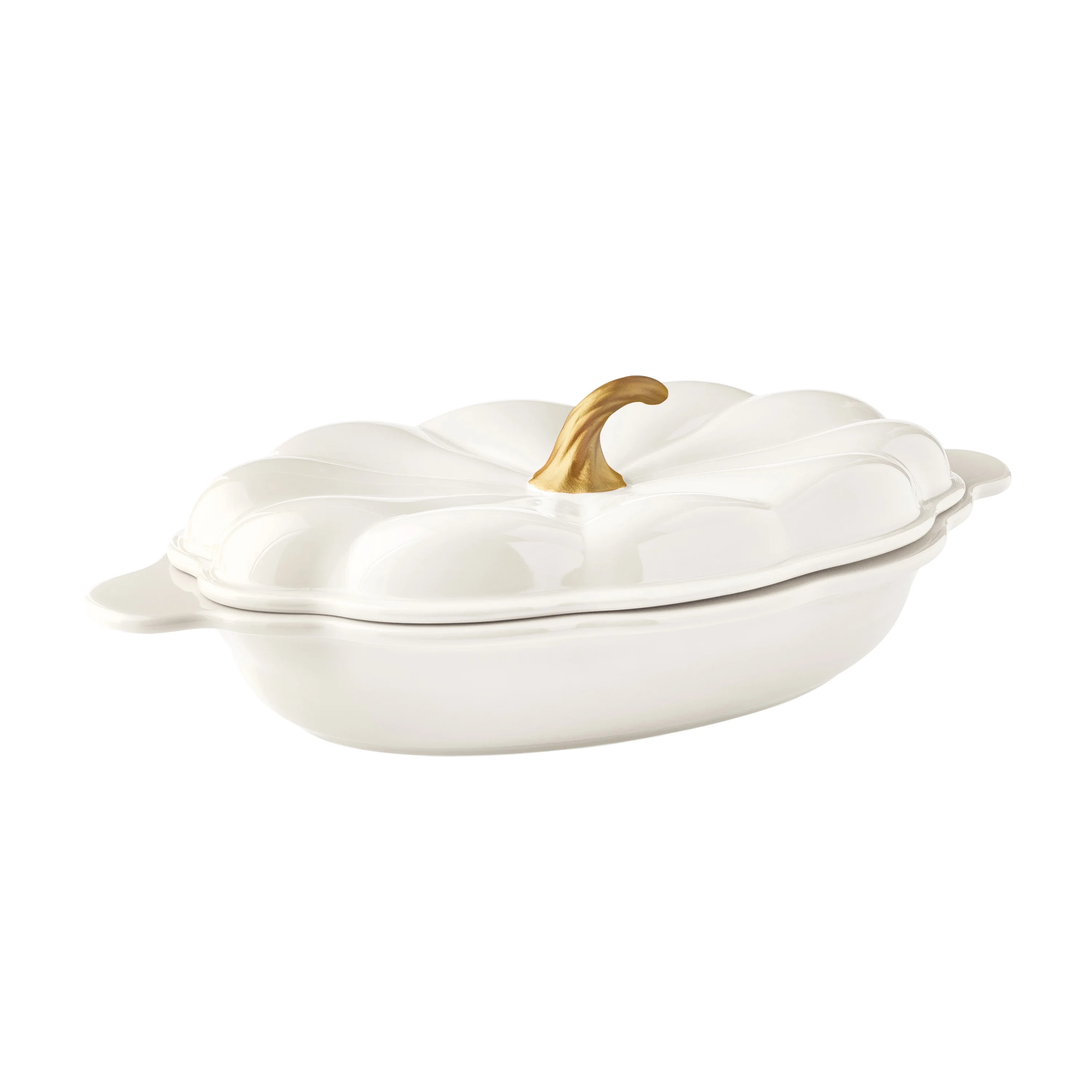 The Pioneer Woman Stoneware 3-Quart Oval Pumpkin Casserole Baking Dish with Lid, Linen | Walmart (US)