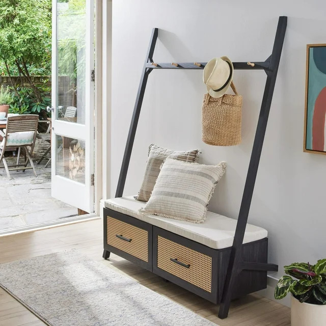 Better Homes & Gardens Springwood Entryway Hall Tree, Charcoal - Walmart.com | Walmart (US)