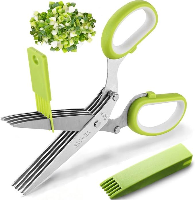 2021 Updated Herb Scissors Set - Herb Scissors With 5 Blades and Cover, Cool Kitchen Gadgets for ... | Amazon (US)