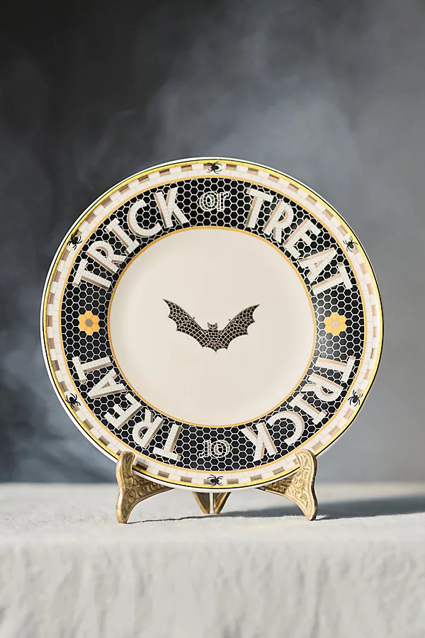 The Bistro Tile Stoneware Dessert Plate: Halloween Edition | Anthropologie (US)