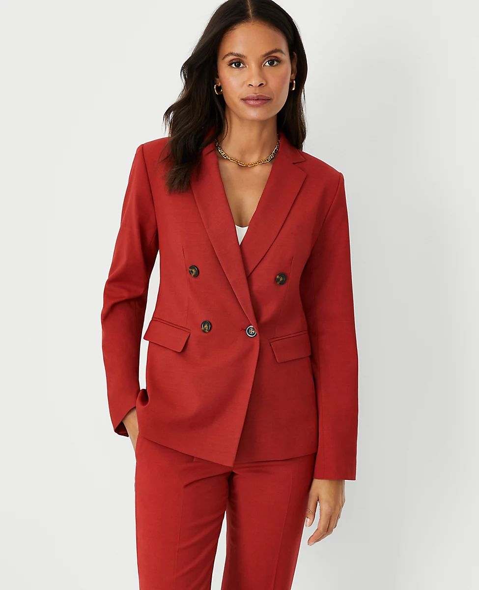 The Tailored Double Breasted Blazer in Lightweight Weave | Ann Taylor (US)