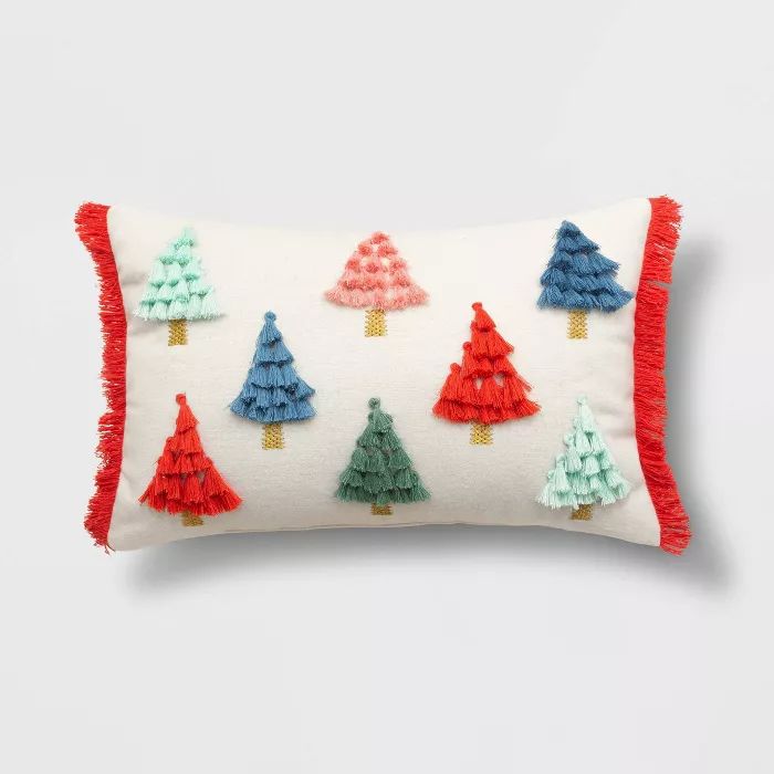 Christmas Trees Holiday Lumbar Throw Pillow with Tassels - Opalhouse™ | Target