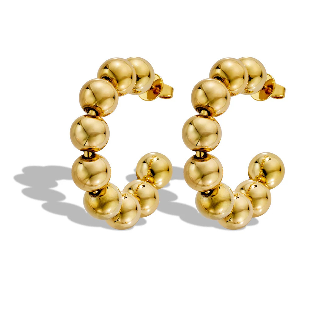 Gold Ball Hoops | Rosie Fortescue Jewellery