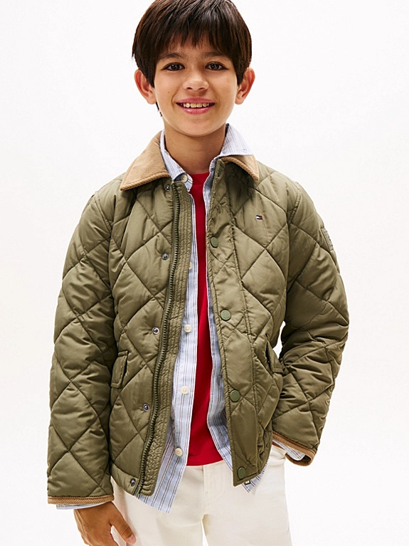 Contrast Collar Quilted Relaxed Jacket | Tommy Hilfiger UK