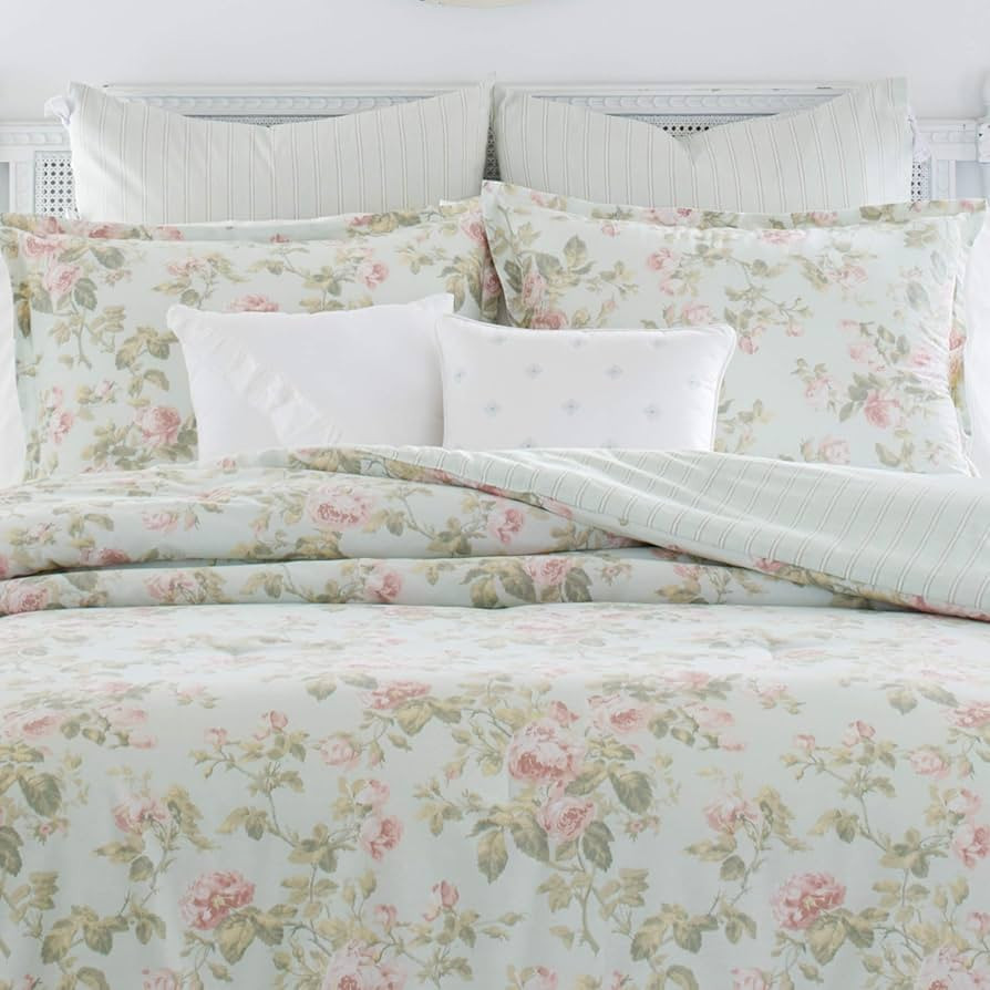 Laura Ashley Home - Queen Comforter Set, Reversible Cotton Bedding, Includes Matching Shams with ... | Amazon (US)