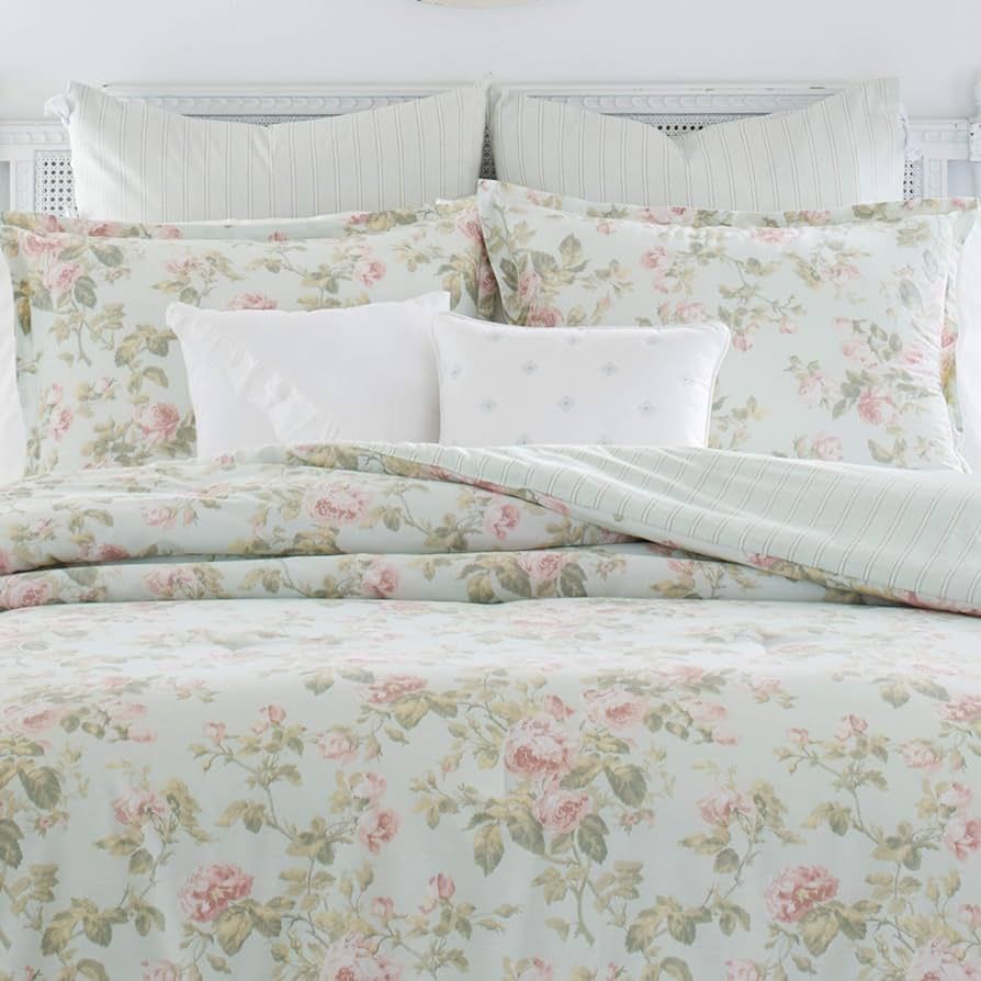 Laura Ashley Home - Queen Comforter Set, Reversible Cotton Bedding, Includes Matching Shams with ... | Amazon (US)