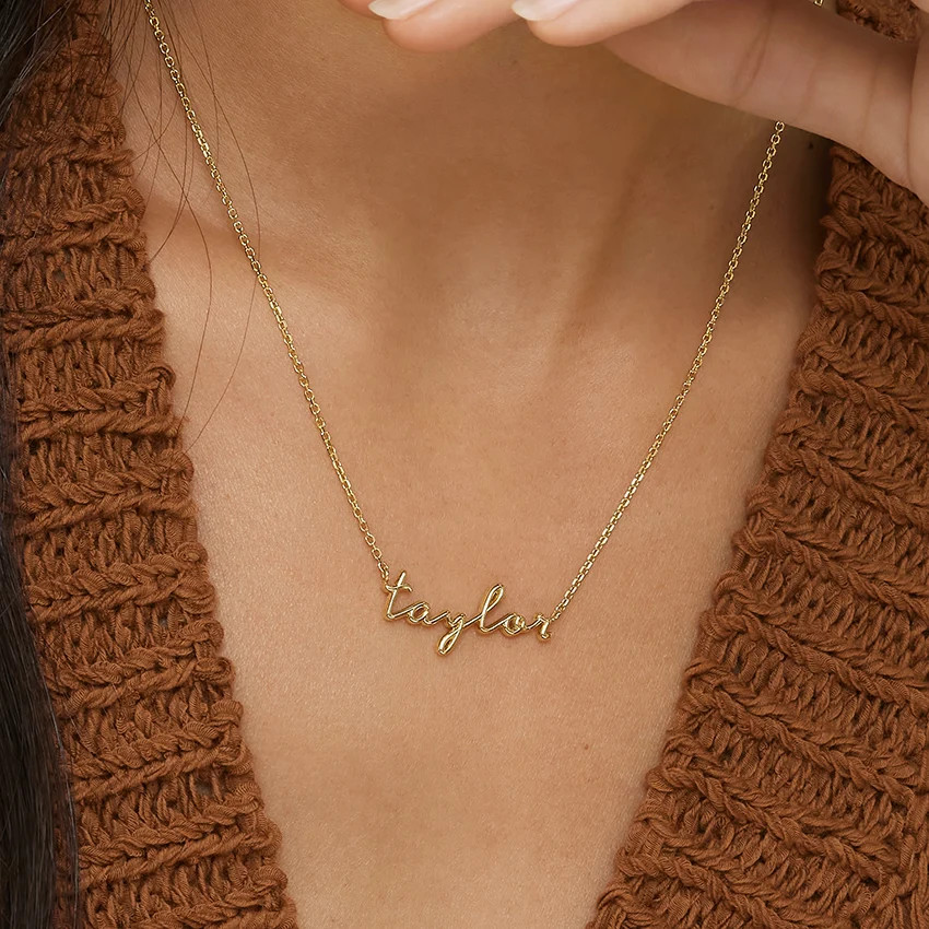 Script Name Necklace in 14K Yellow Gold | Brilliant Earth