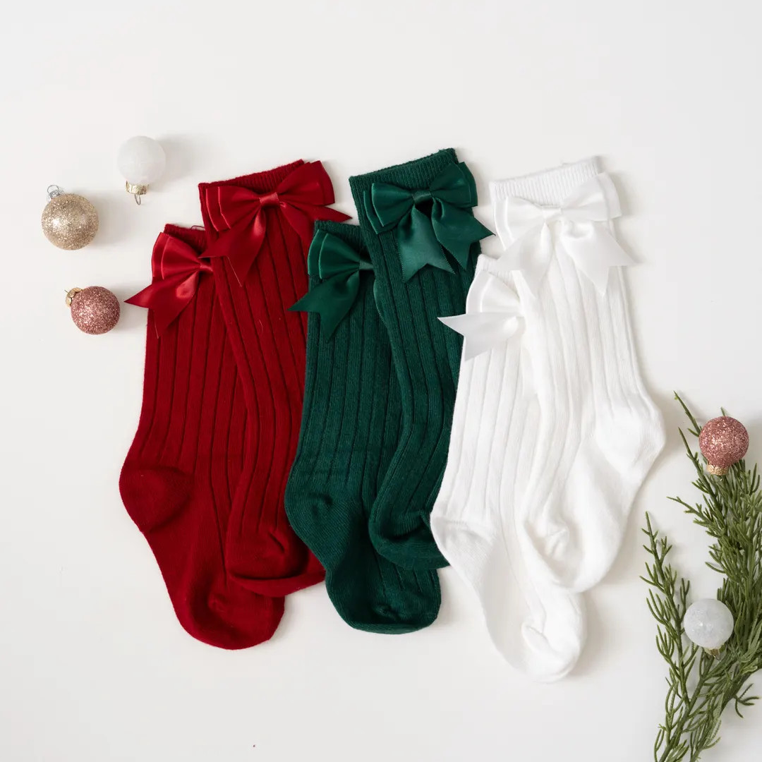 Baby Christmas Socks, Toddler Girl Socks with Bows, Red Kids Socks, Baby Girl Gift, Baby Shower G... | Etsy (US)