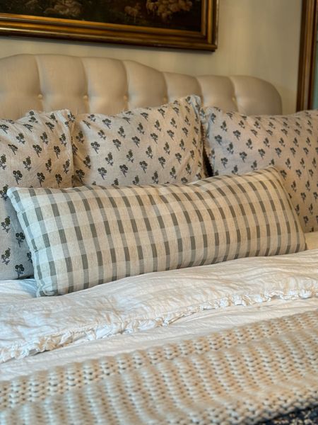Layered bedding, block print euro shams, lumbar pillow, chunky knit throw, linens duvet cover, upholstered headboardd

#LTKfindsunder50 #LTKhome #LTKSpringSale