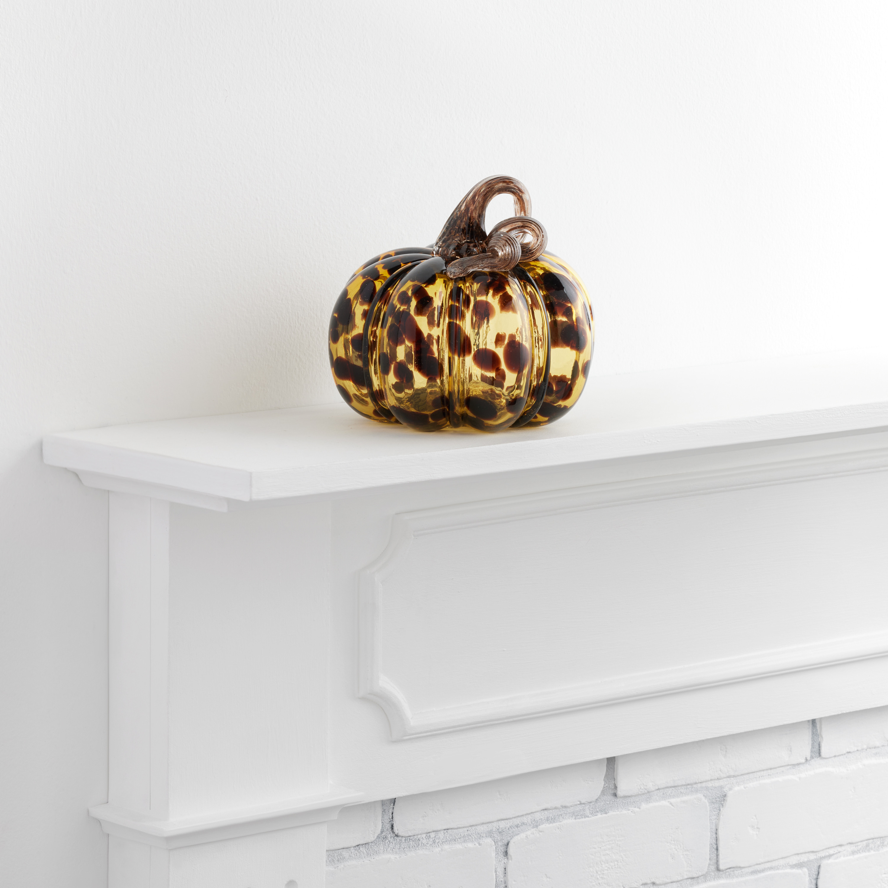 Medium Brown Tortoiseshell Blown Glass Pumpkin Décor | World Market